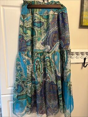 Silk flowy maxi skirt